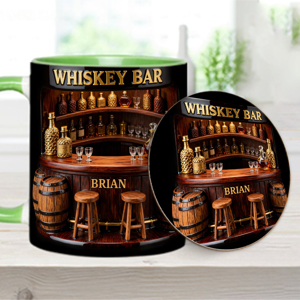 Whisky-Bar – Personalisierter Whiskybecher mit Akzenten und Untersetzer