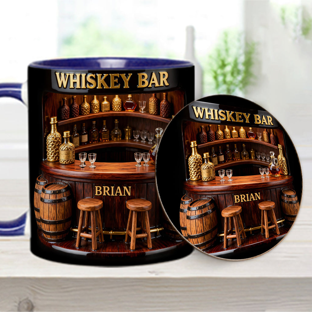 Whisky-Bar – Personalisierter Whiskybecher mit Akzenten und Untersetzer
