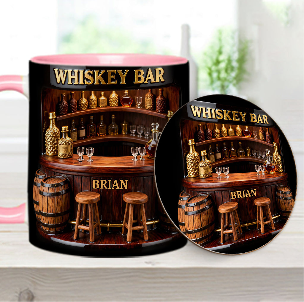 Whisky-Bar – Personalisierter Whiskybecher mit Akzenten und Untersetzer