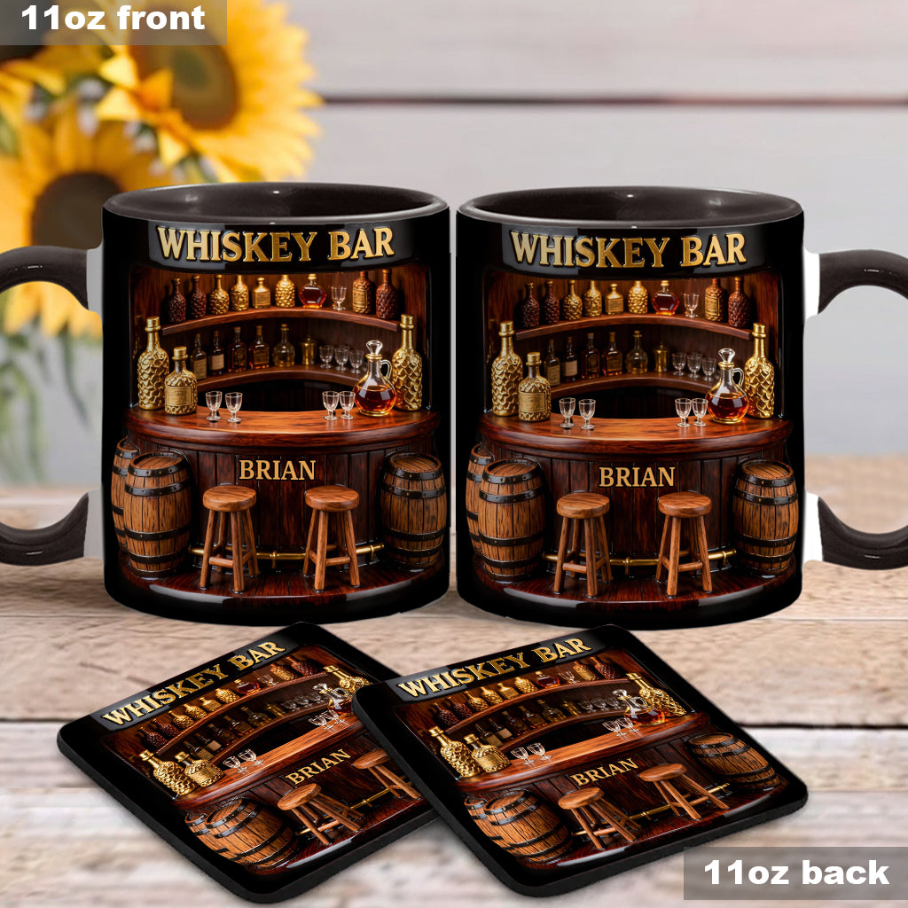 Whisky-Bar – Personalisierter Whiskybecher mit Akzenten und Untersetzer