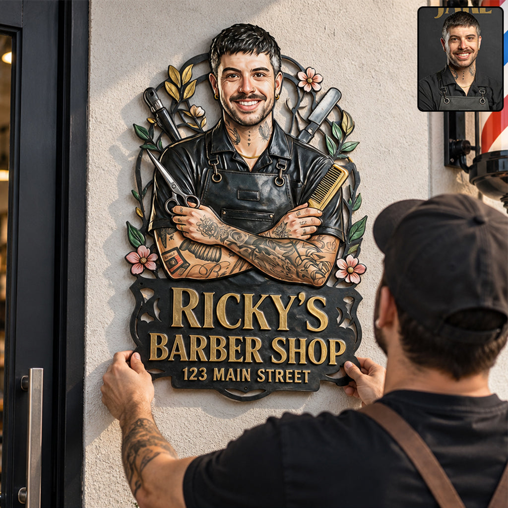 Meet The Owner - Personalized Hairdresser 3D Printed Cut Metal Sign
