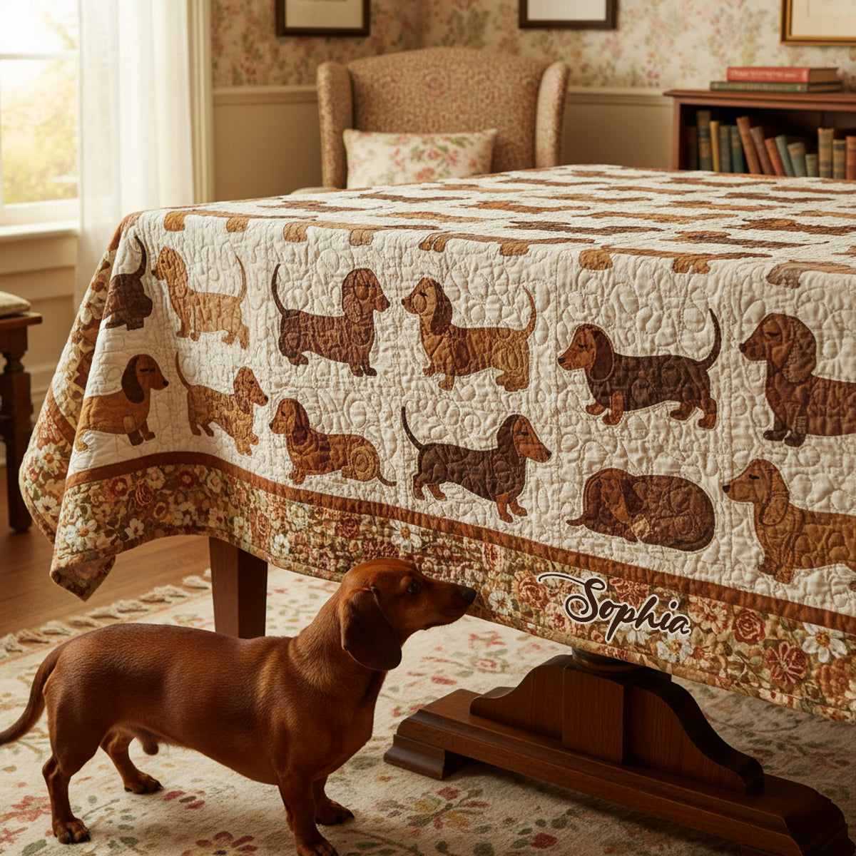 Love Dachshund - Personalized Dachshund Table Cloth Cover