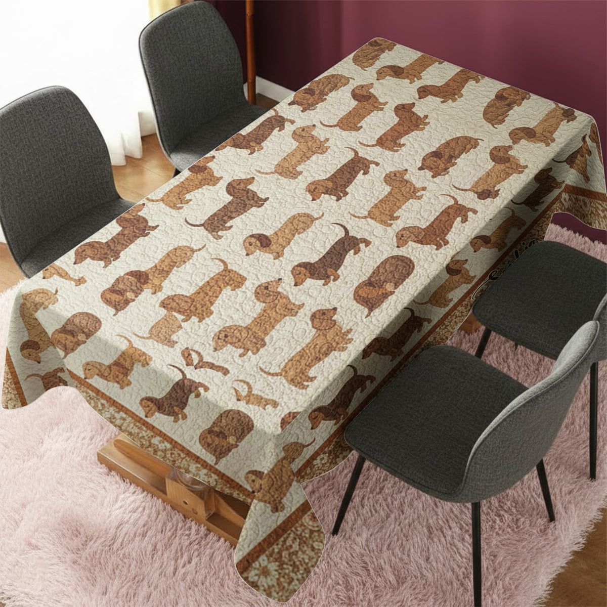 Love Dachshund - Personalized Dachshund Table Cloth Cover