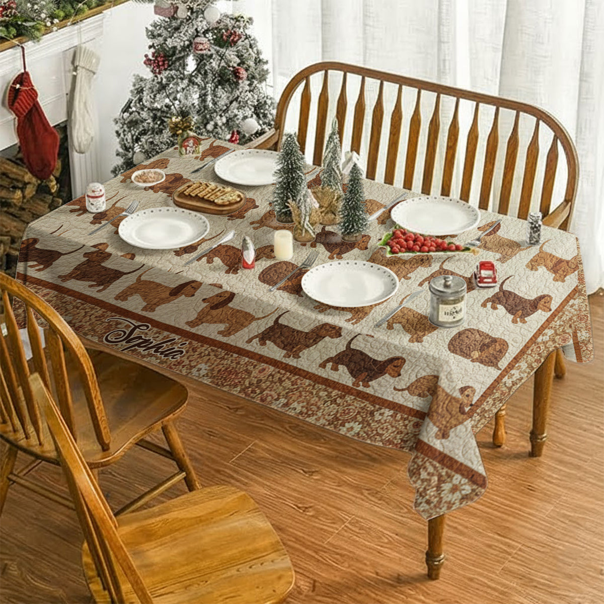 Love Dachshund - Personalized Dachshund Table Cloth Cover
