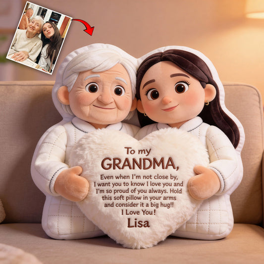 À ma grand-mère - Coussin personnalisé en fausse fourrure en forme de grand-mère