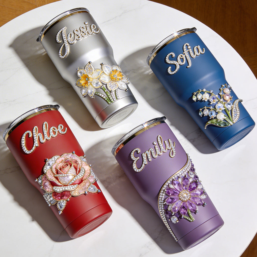 Selbstliebe - Geschenk für Sie - Personalisierter Geburtsmonat Blumenbecher