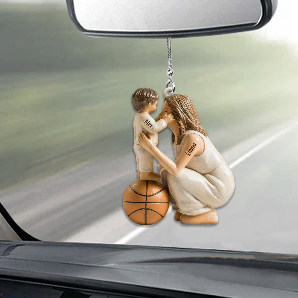 Any Sport Mom, Basketball Mom, Football Mom, Softball Mom, Baseball Mom - Personalized Basketball Car Ornament