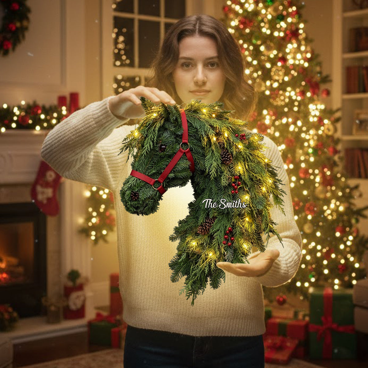 Horse Wreath - Personalized Horse LED Light Acrylic Sign