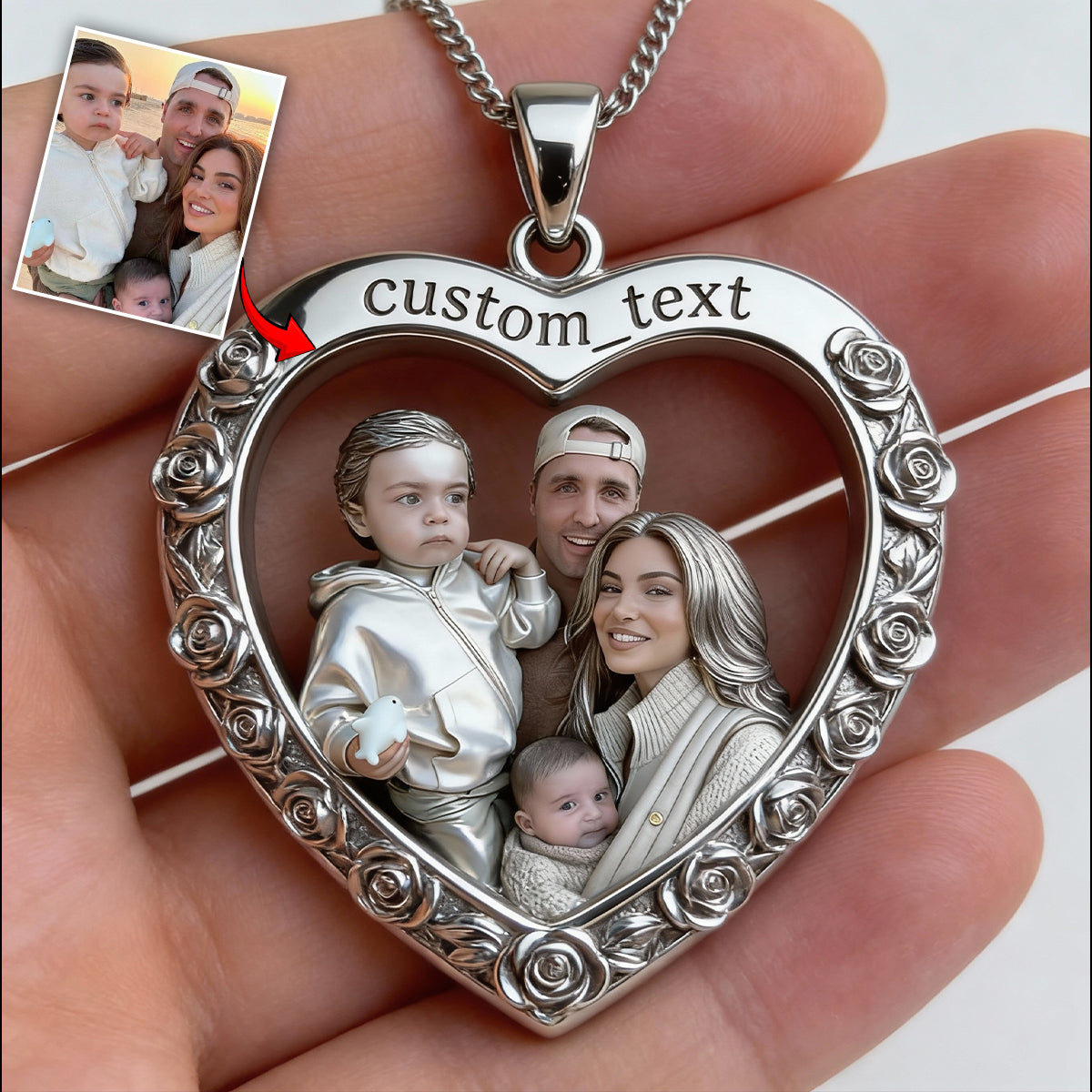 Best Family Ever - Personalized Family Shaped Metal Pendant Necklace