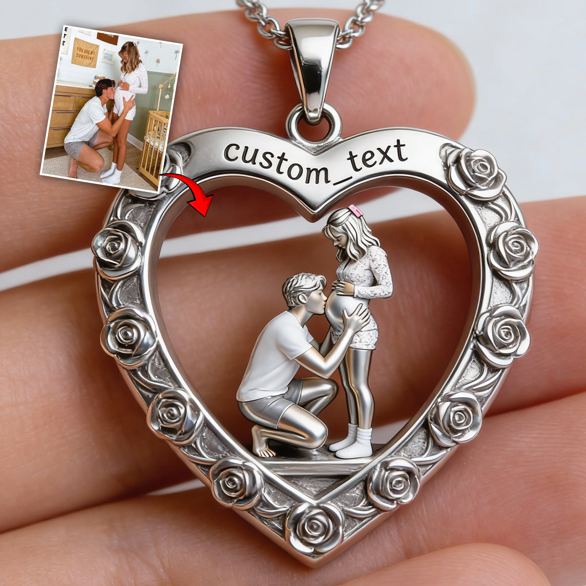 Best Family Ever - Personalized Family Shaped Metal Pendant Necklace