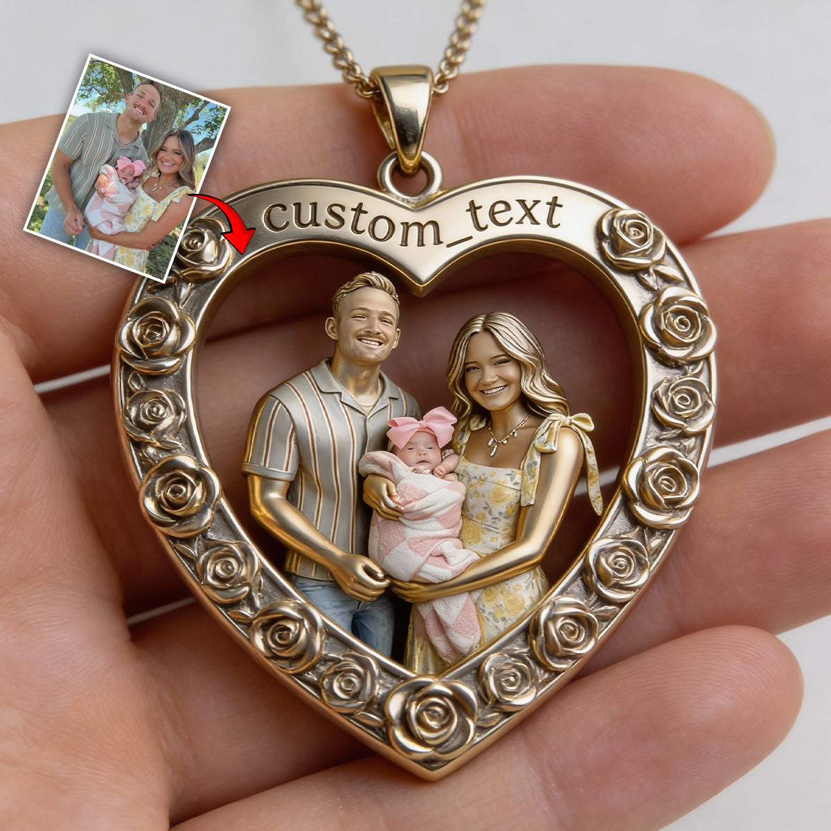 Best Family Ever - Personalized Family Shaped Metal Pendant Necklace
