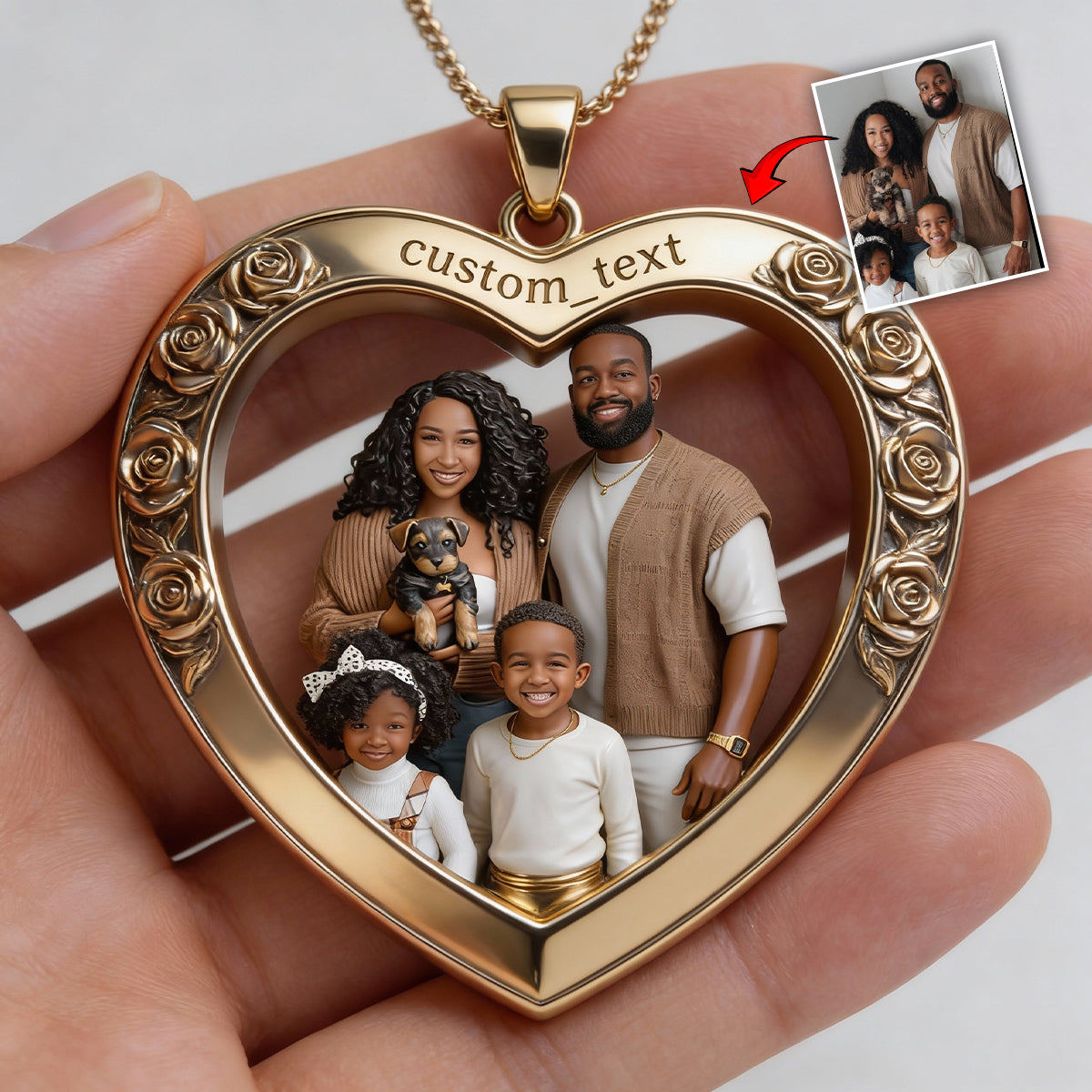 Best Family Ever - Personalized Family Shaped Metal Pendant Necklace