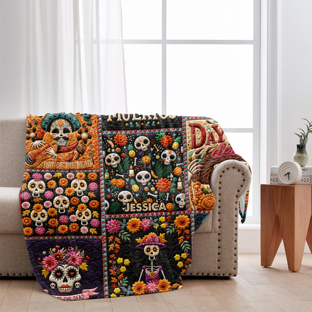 Day Of The Death - Personalized Latina Women Blanket