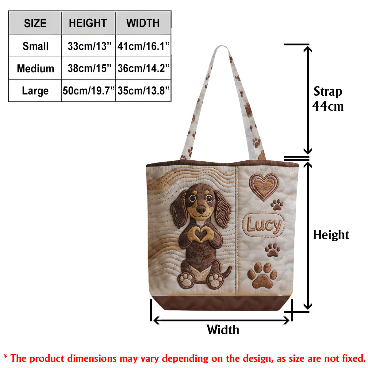 Love Dogs - Personalized Dog Quilted Tote Bag