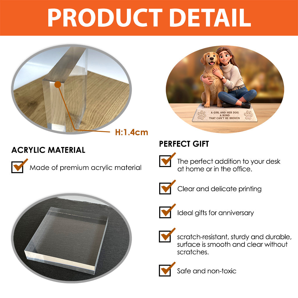 A Girl/Man And Her/His Dogs Custom From Any Photo - Personalized Dog Custom Shaped Acrylic Plaque