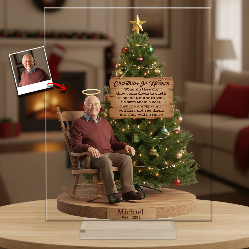 Christmas In Heaven - Personalized Memorial Custom Shaped Acrylic Plaque