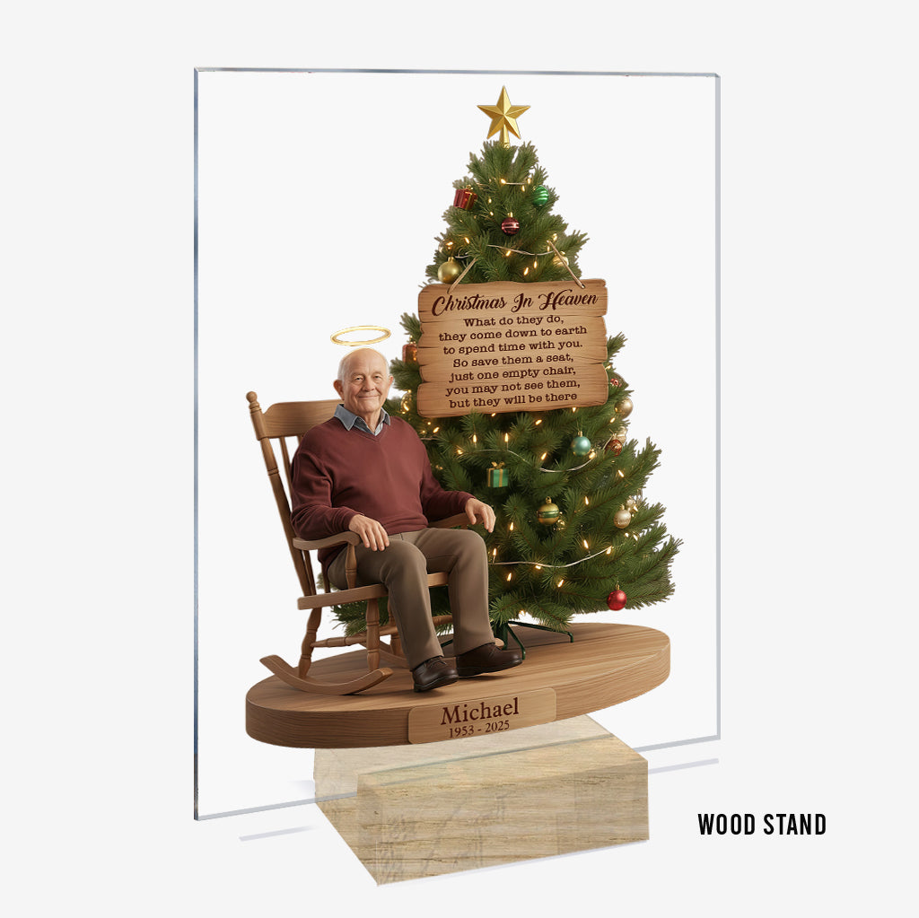 Christmas In Heaven - Personalized Memorial Transparent Acrylic Plaque