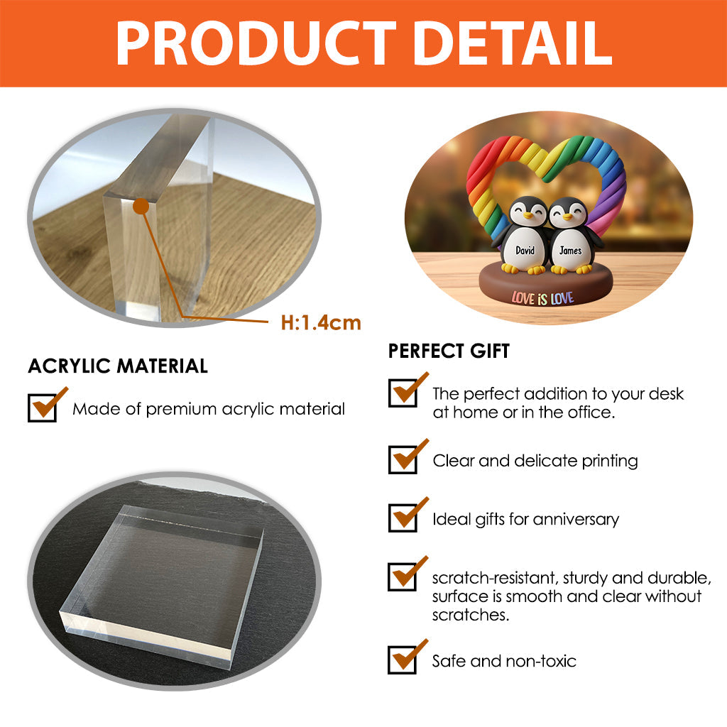 Love Is Love - Personalized LGBT Support Custom Shaped Acrylic Plaque