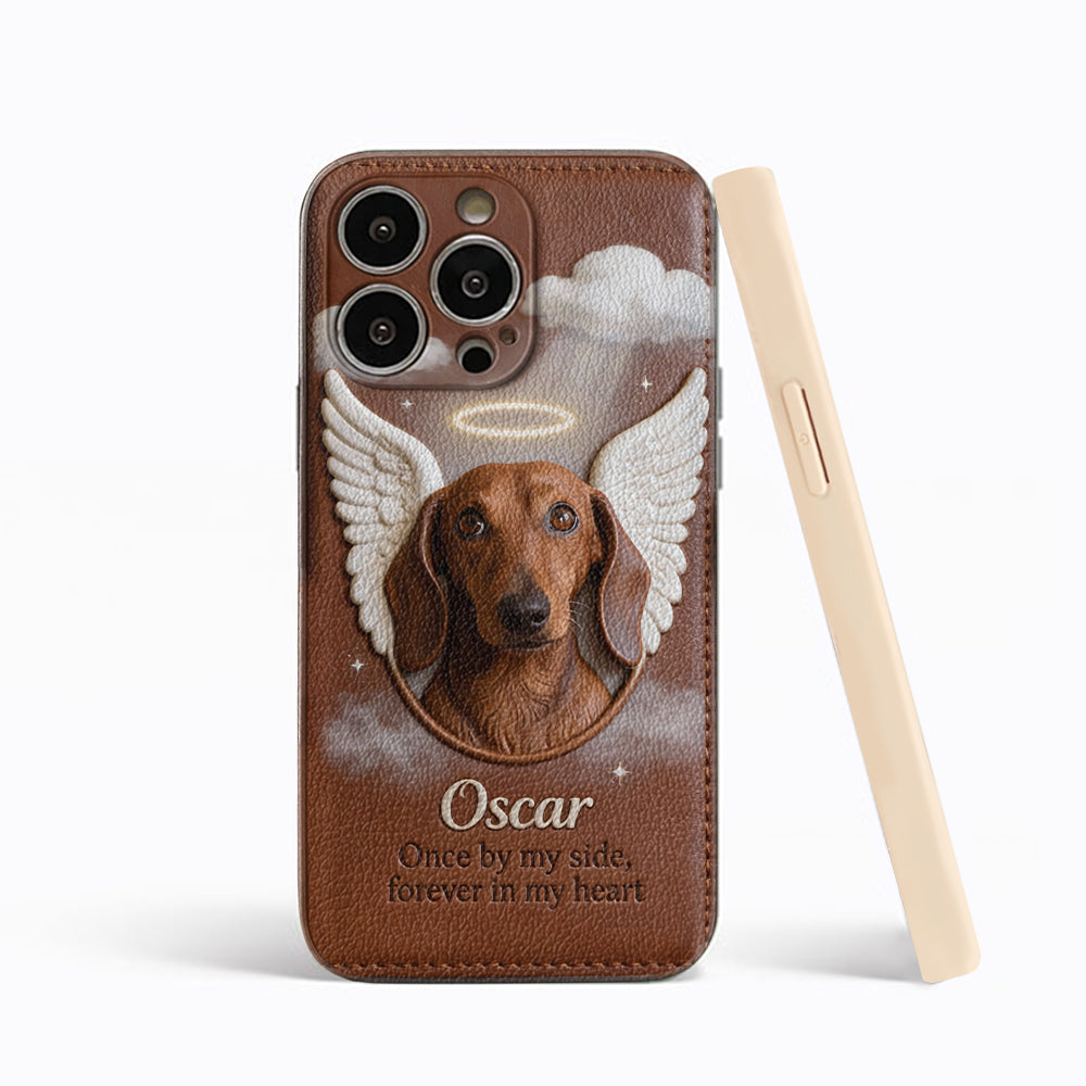Once By My Side - Personalized Dog Leather Phone Case