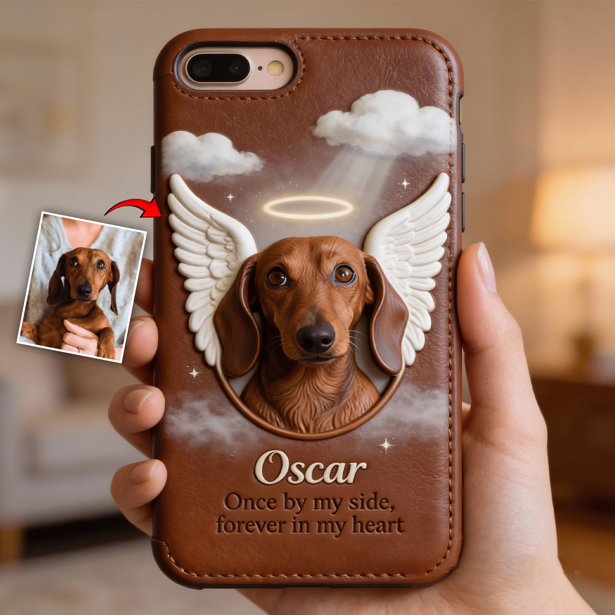 Once By My Side - Personalized Dog Leather Phone Case