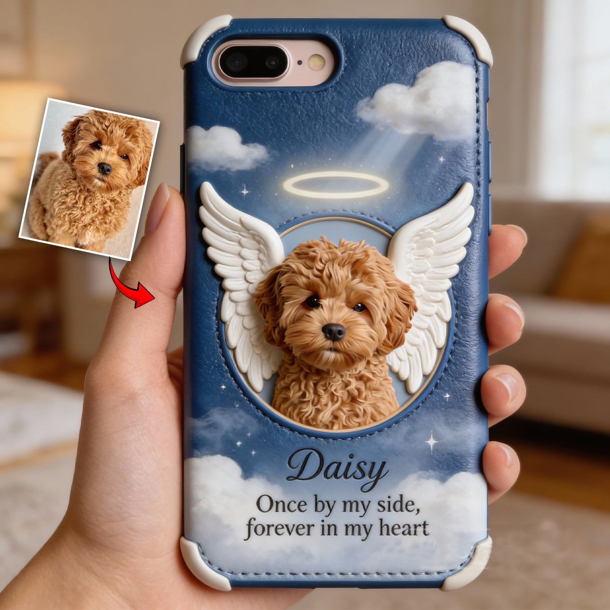 Once By My Side - Personalized Dog Leather Phone Case