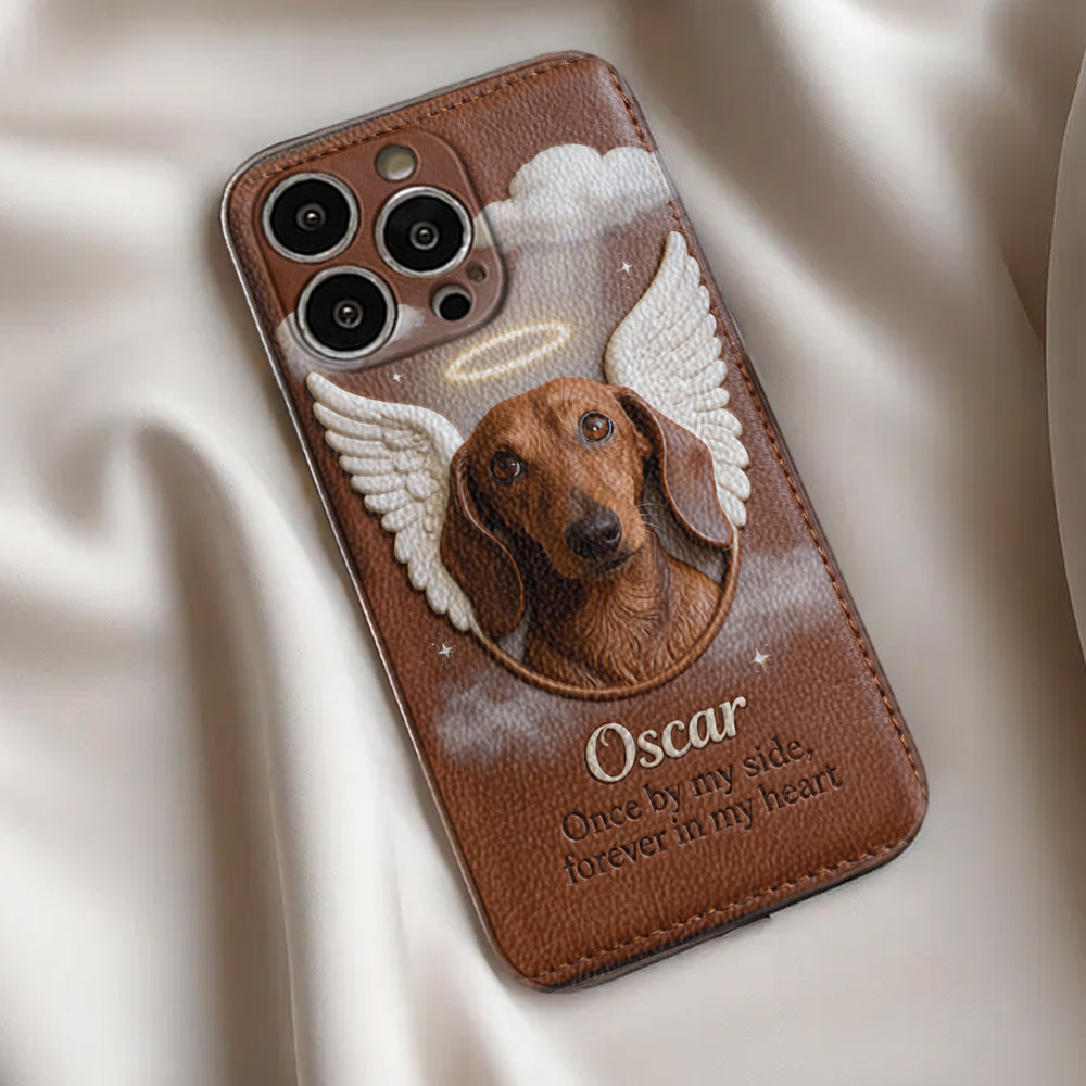 Once By My Side - Personalized Dog Leather Phone Case
