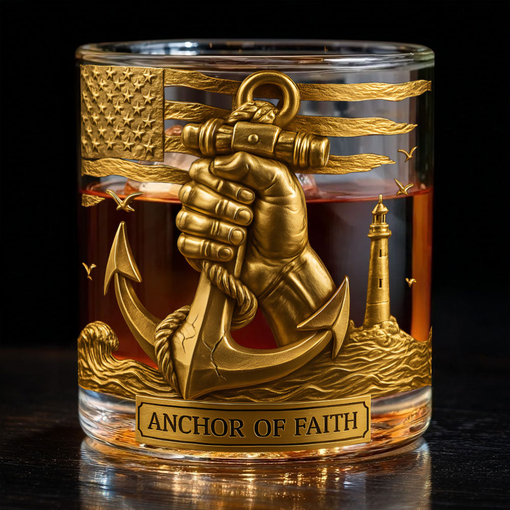 Hand Hold An Anchor - Personalized Boating Whiskey Glass