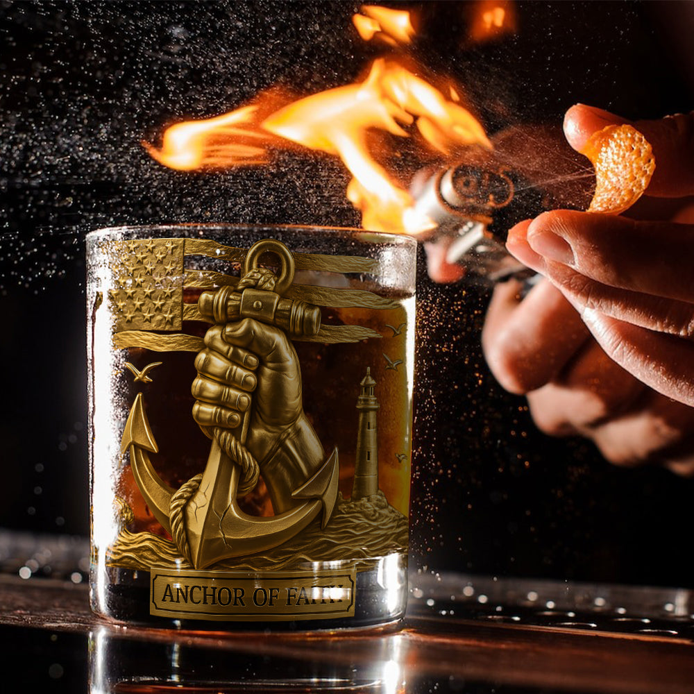 Hand Hold An Anchor - Personalized Boating Whiskey Glass