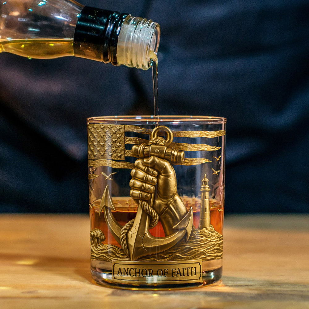 Hand Hold An Anchor - Personalized Boating Whiskey Glass