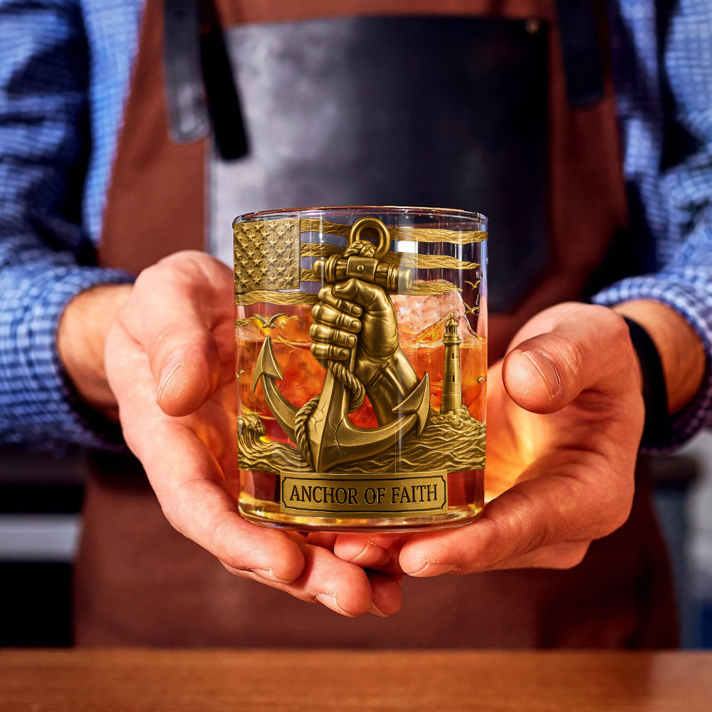Hand Hold An Anchor - Personalized Boating Whiskey Glass