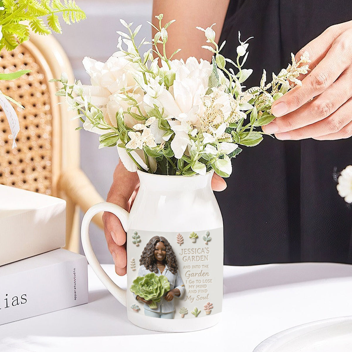 Cadeau pour les passionnés de jardinage - Vase à fleurs en céramique personnalisé