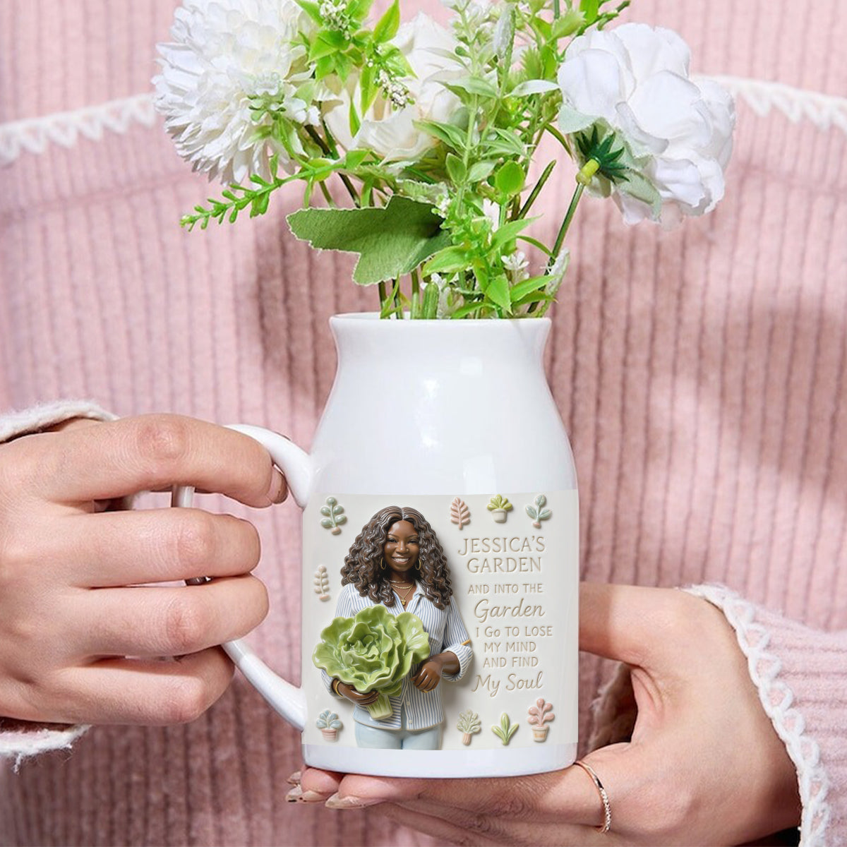 Cadeau pour les passionnés de jardinage - Vase à fleurs en céramique personnalisé