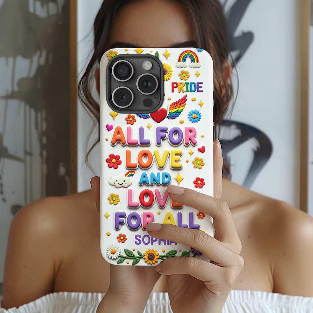 Tout pour l'amour et l'amour pour tous - Coque de téléphone personnalisée avec imprimé intégral en soutien LGBT