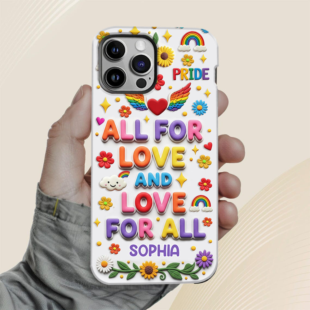 Tout pour l'amour et l'amour pour tous - Coque de téléphone personnalisée avec imprimé intégral en soutien LGBT
