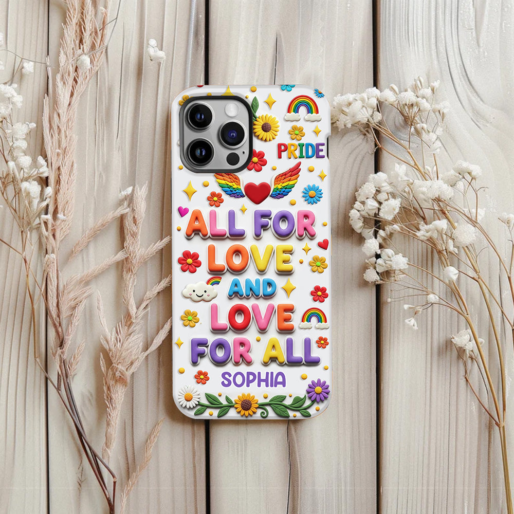 Tout pour l'amour et l'amour pour tous - Coque de téléphone personnalisée avec imprimé intégral en soutien LGBT