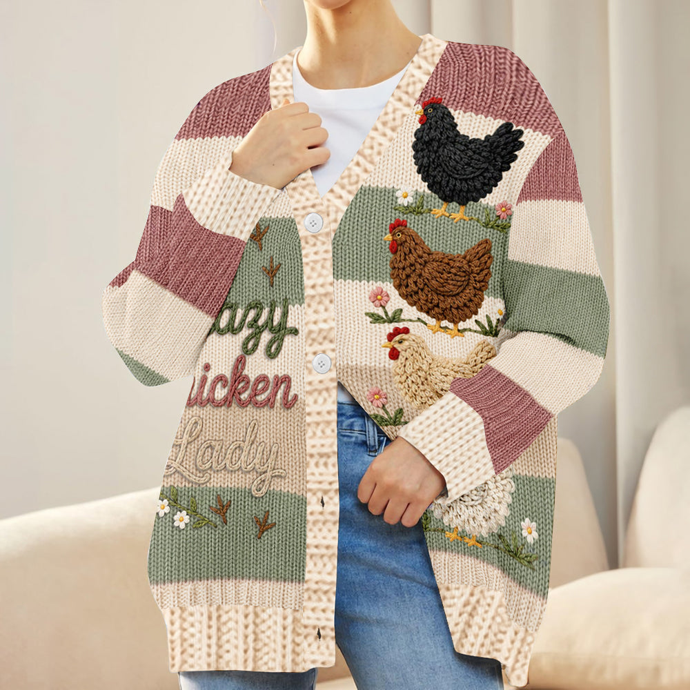Folle de Poules - Pull Cardigan Personnalisé