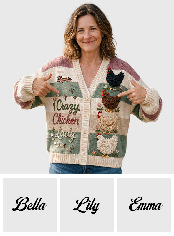 Folle de Poules - Pull Cardigan Personnalisé