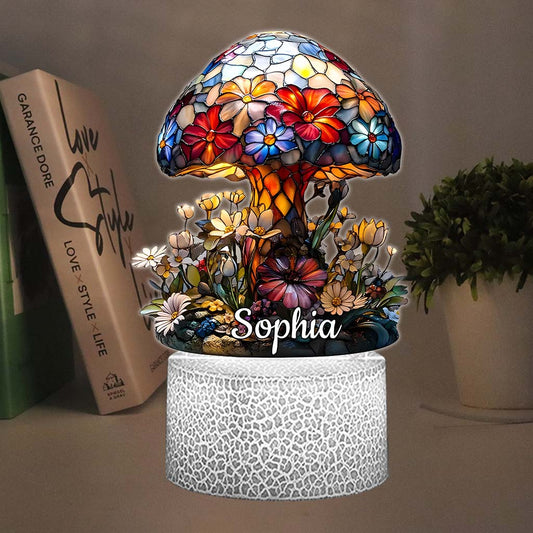 Socle lumineux personnalisé en forme de champignon - Nuit Magique