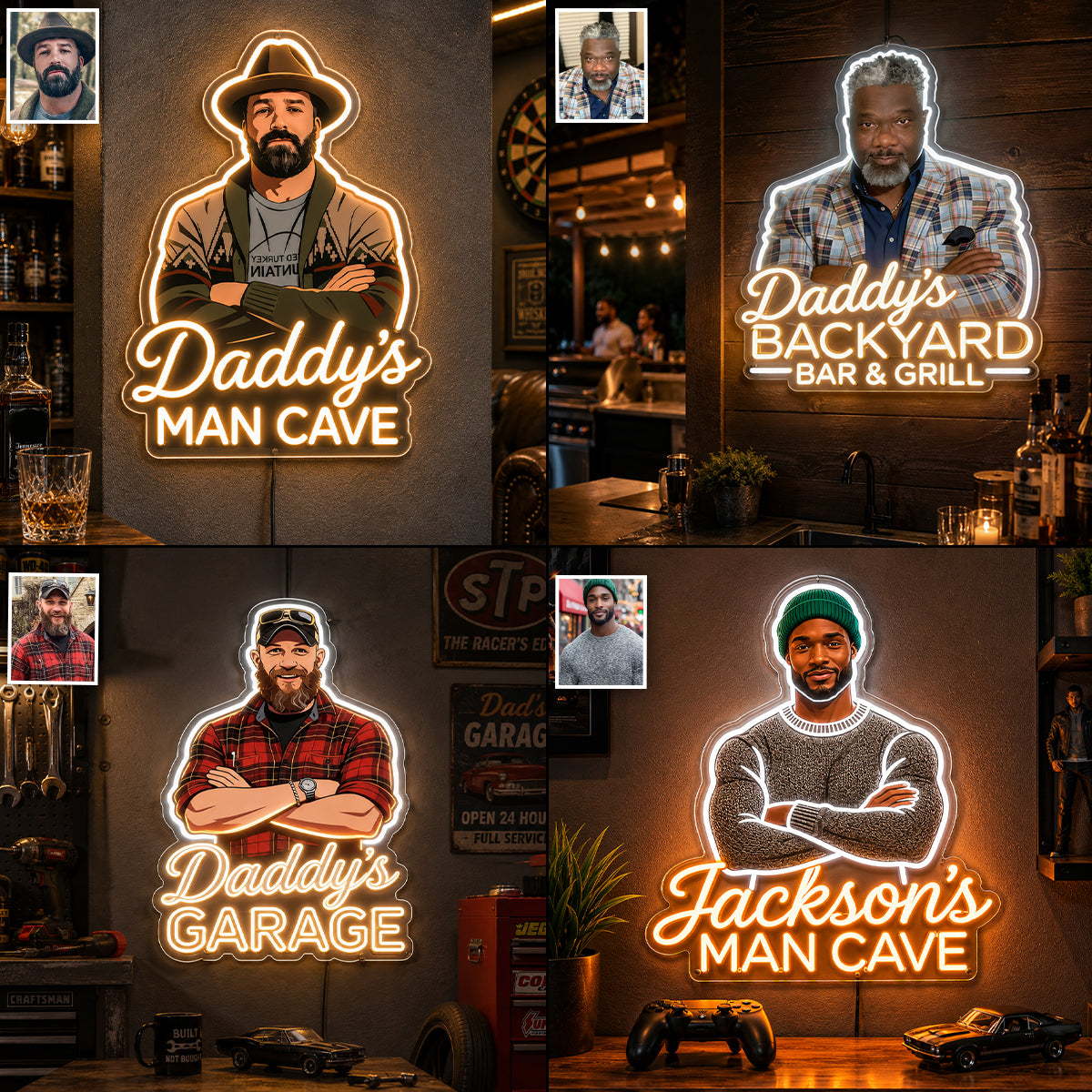 Panneau LED Personnalisé - Signe Signature pour Père