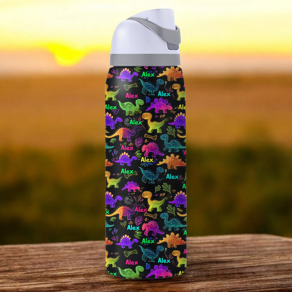 Dinosaur Drinkware for Kids - Personalized Kid 2-In-1 Spout Water Bottle