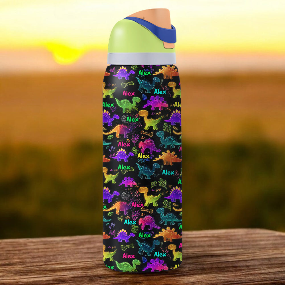 Dinosaur Drinkware for Kids - Personalized Kid 2-In-1 Spout Water Bottle