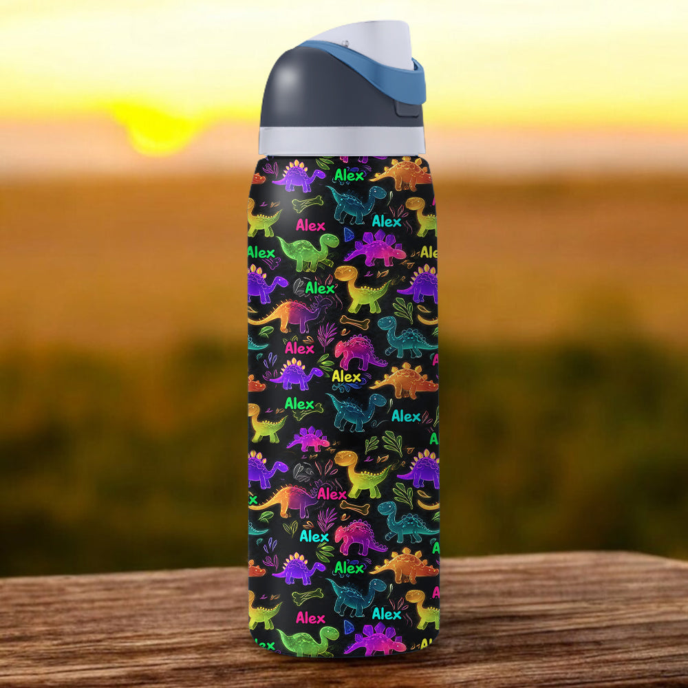Dinosaur Drinkware for Kids - Personalized Kid 2-In-1 Spout Water Bottle