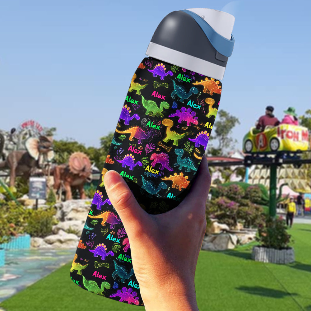 Dinosaur Drinkware for Kids - Personalized Kid 2-In-1 Spout Water Bottle
