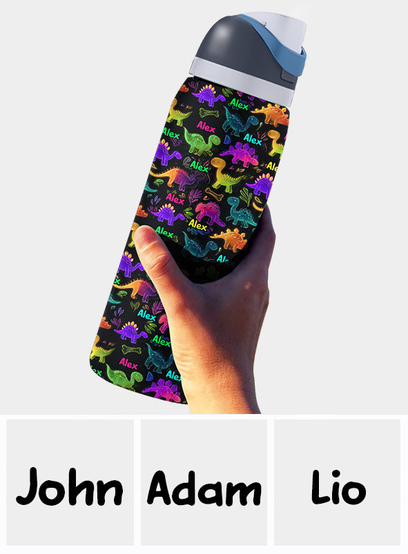 Dinosaur Drinkware for Kids - Personalized Kid 2-In-1 Spout Water Bottle