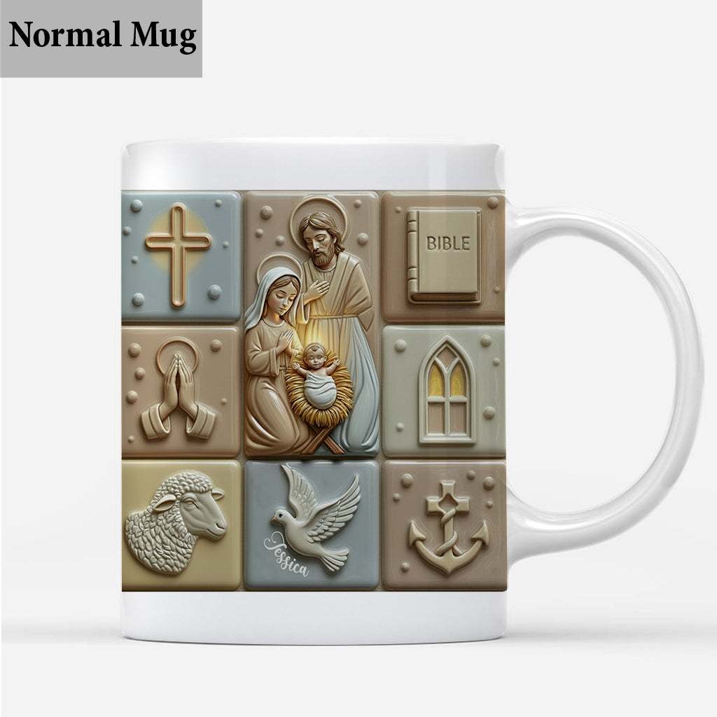 Holy Night Faith Hope Love - Personalized Christian Mug