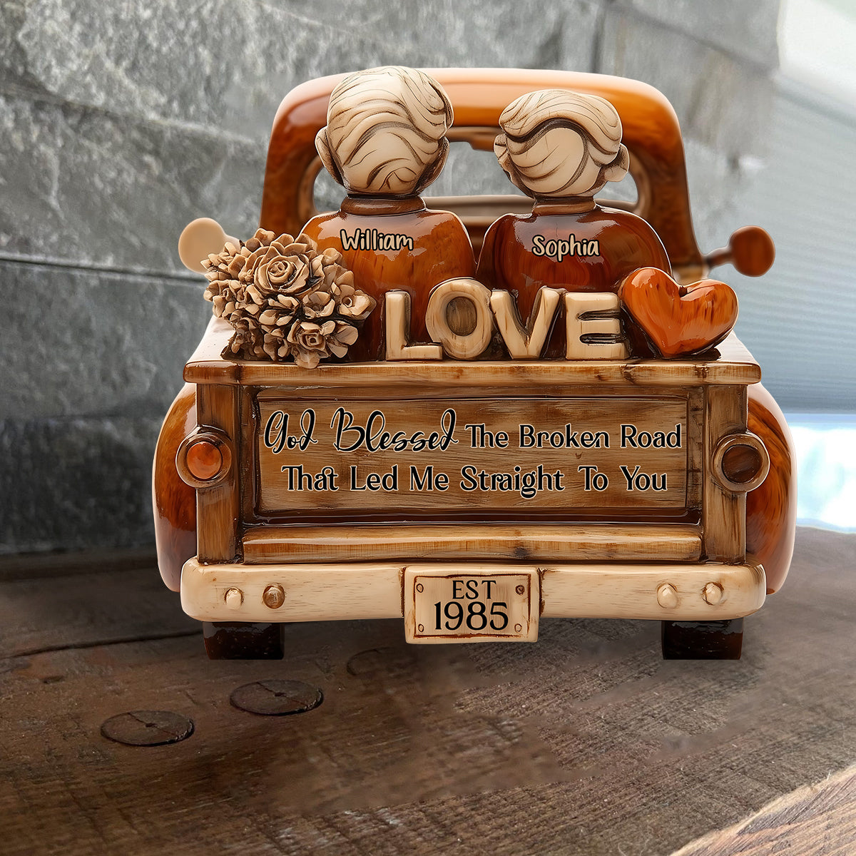 God Blessed The Broken Road That Led Me Straight to You - Personalized Couple Custom Shaped Wood Plaque