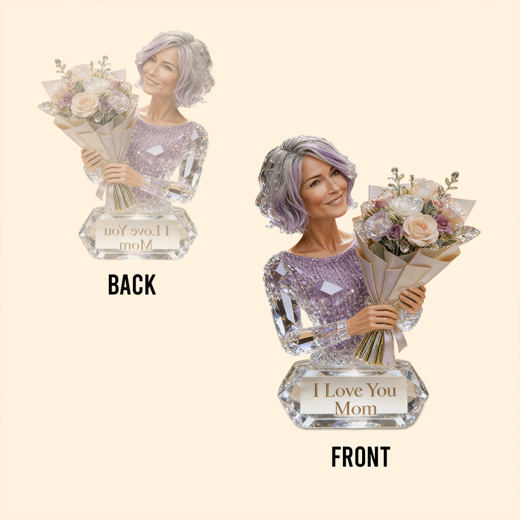 Mom Grandma And Flower Bouquet - Personalized Mother Custom Shaped Acrylic Plaque