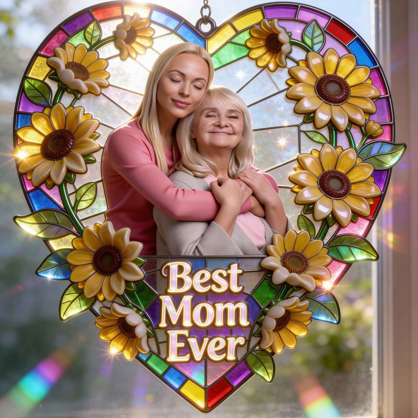 Love Grandma, Best Grandma Ever - Personalized Grandma Window Hanging Suncatcher Ornament