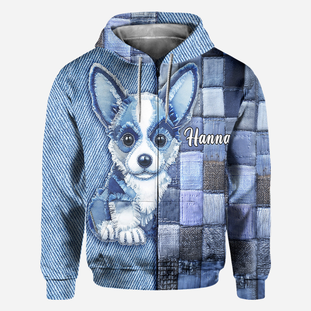 T-shirt personnalisé « J’adore le Pembroke Welsh Corgi » avec un chien.