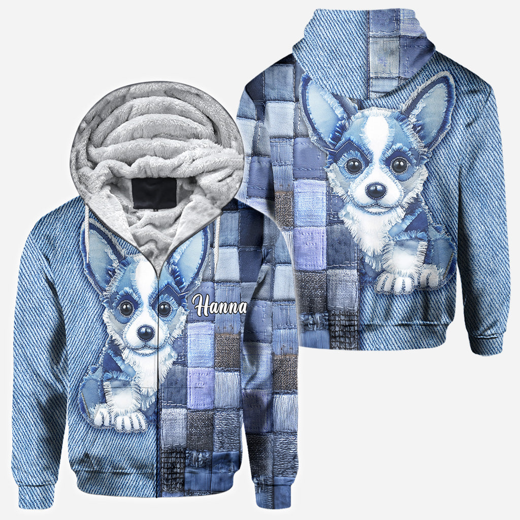 T-shirt personnalisé « J’adore le Pembroke Welsh Corgi » avec un chien.